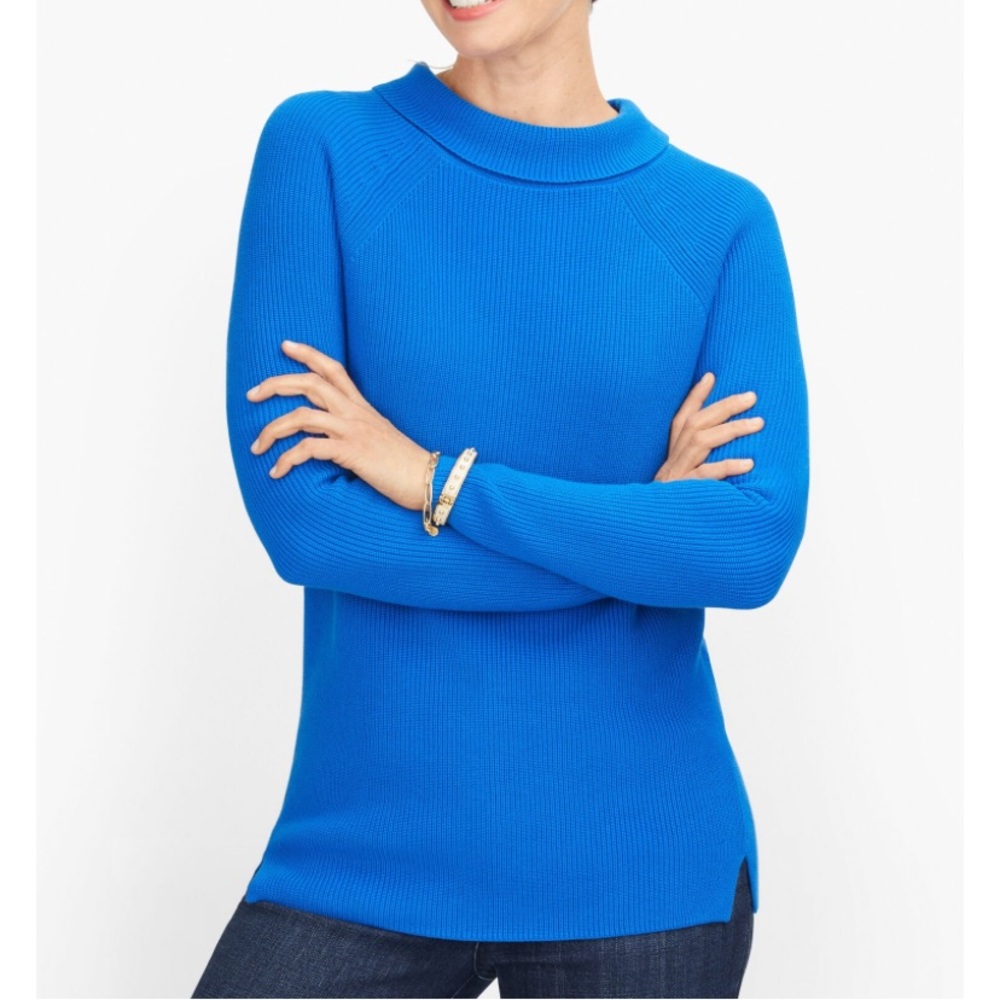NWT Talbots Sabrina Shaker Stitch Pima Knit Sweater Petite Plus X BRETON BLUE